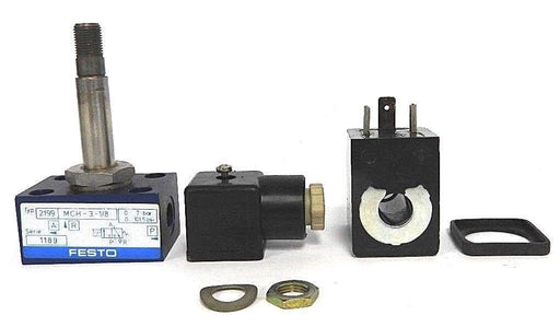 NEW FESTO 2199 MCH-3-1/8 SOLENOID VALVE W/ 3599 MSG-24 COIL & B-12