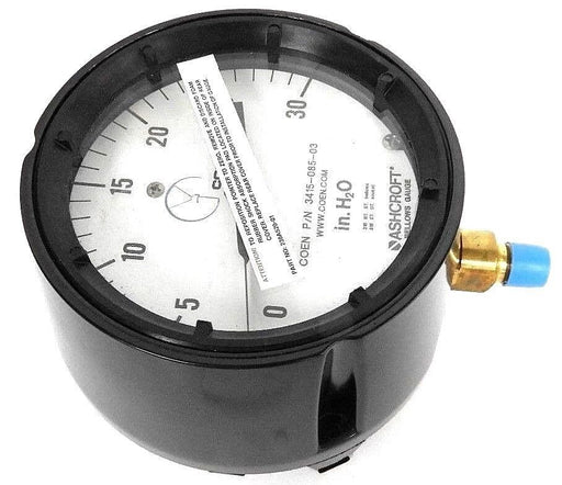 NIB COEN ASHCROFT 3415-085-03 BELLOWS GAUGE 451188AS-02L #395-12, 0-30 IN. H2O