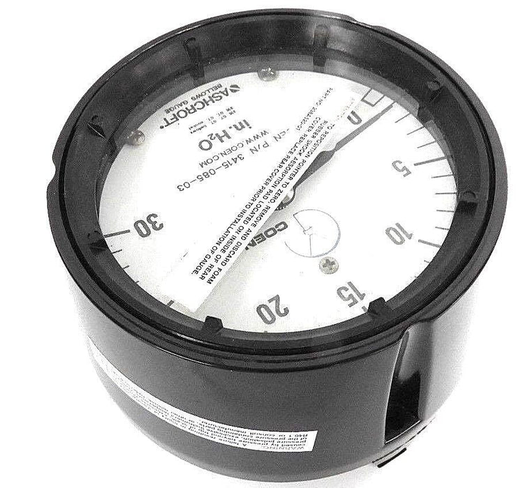 NIB COEN ASHCROFT 3415-085-03 BELLOWS GAUGE 451188AS-02L #395-12, 0-30 IN. H2O