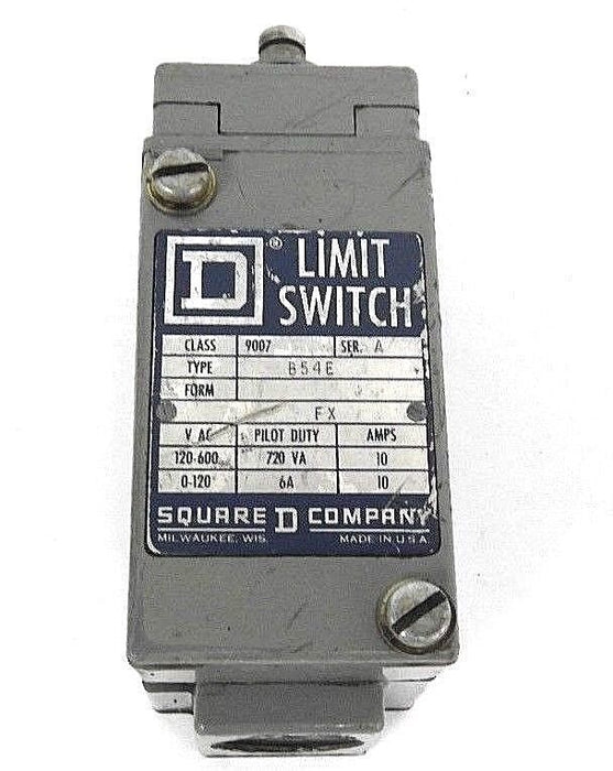 SQUARE D 9007-B54E LIMIT SWITCH TOP PUSH ROD PLUNGER W/1NO-1NC CONT., SER. A