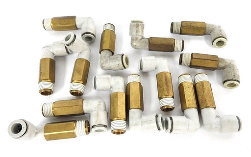 LOT OF 14 NEW SMC SPORE 5/16 ELBOW PUSH TO CONNECT FITTINGS
