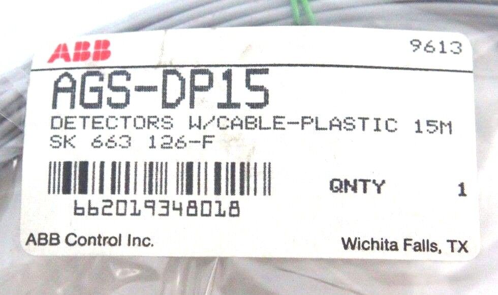 NEW ABB AGS-DP15 DETECTORS W/ CABLE-PLASTIC 15M, SK 663 126-F