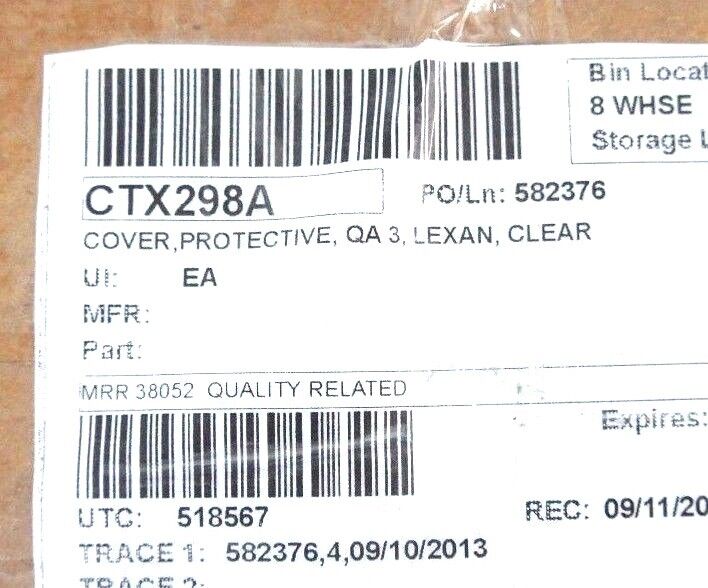 LOT OF 2 NEW GENERIC CTX298A PROTECTIVE COVERS QA 3, LEXAN, CLEAR