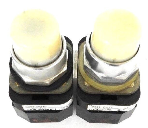 LOT OF 2 ALLEN BRADLEY 800T-PB16 PUSHBUTTONS SER. T WHITE CAPS 800T-XA SER. D