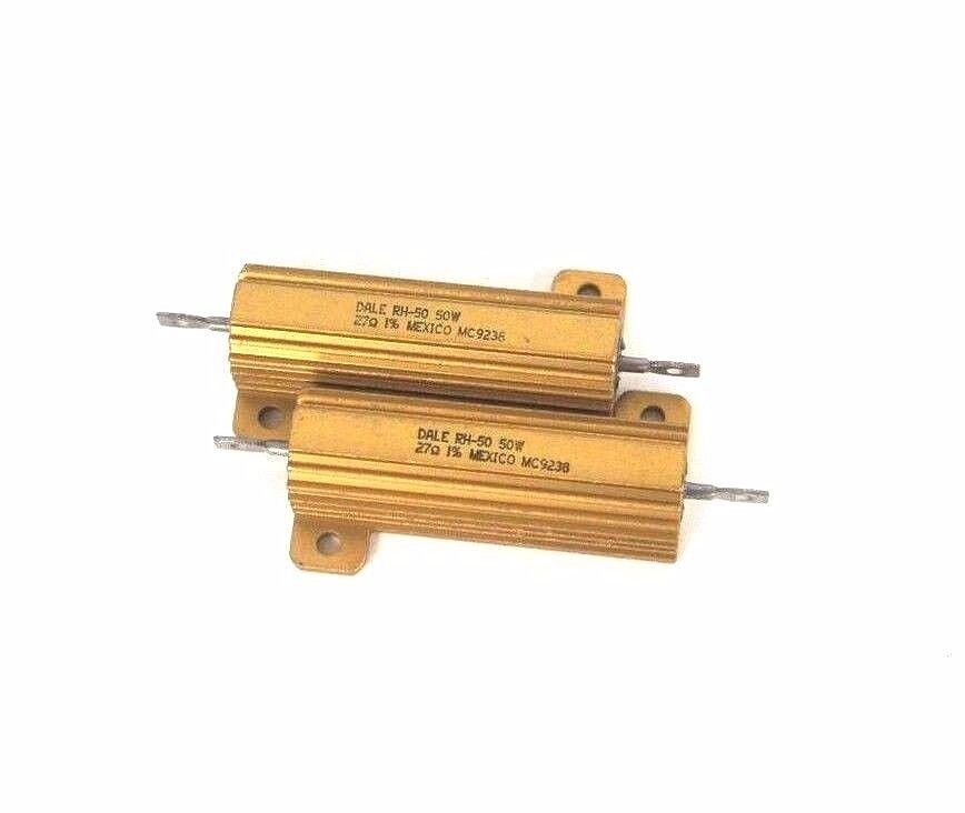 LOT OF 2 DALE RH-50 RESISTORS 50W, 27 OHMS, MC9238, RH50