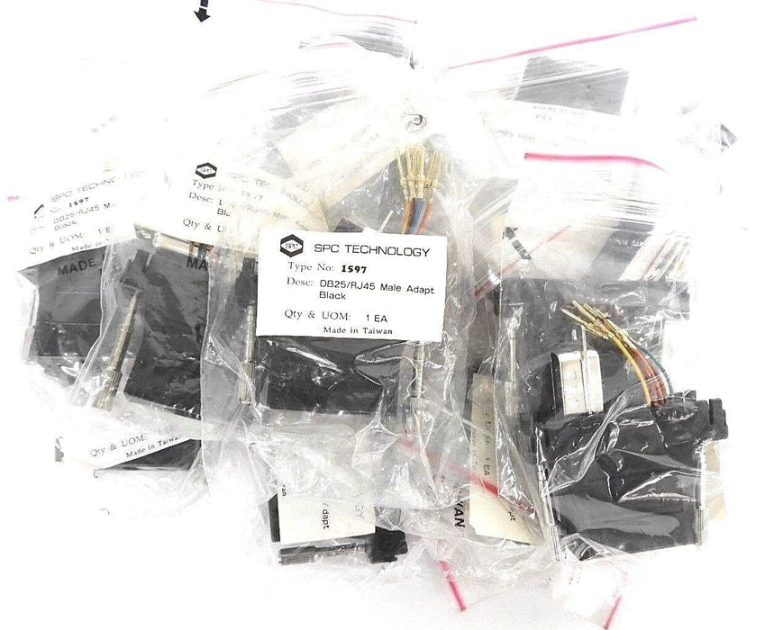 LOT OF 14 NEW SPC TECHNOLOGY 1597 DB25/RJ45 MALE ADAPTERS BLACK