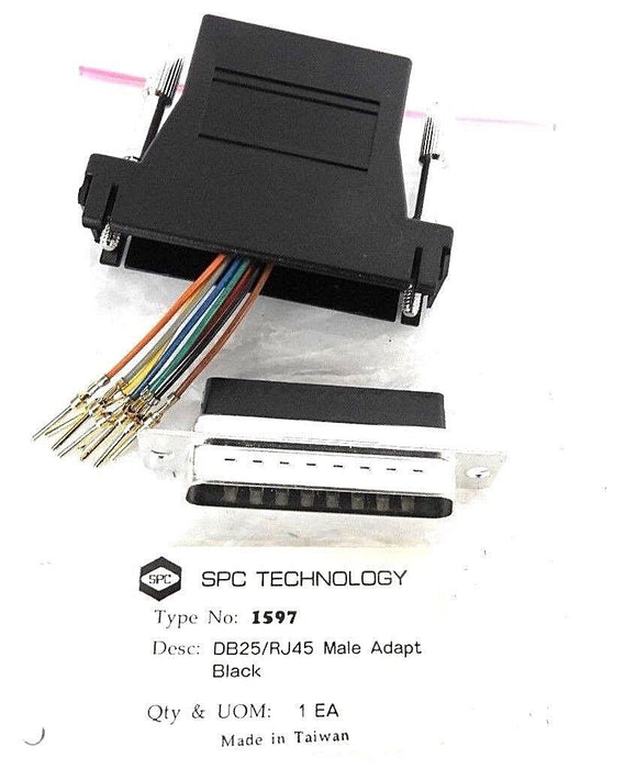 LOT OF 14 NEW SPC TECHNOLOGY 1597 DB25/RJ45 MALE ADAPTERS BLACK