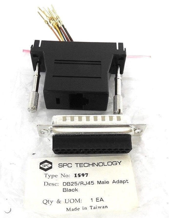 LOT OF 14 NEW SPC TECHNOLOGY 1597 DB25/RJ45 MALE ADAPTERS BLACK