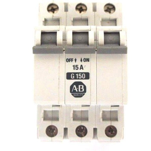 LOT OF 2 ALLEN BRADLEY 1492-CB3-G150 MINIATURE CIRCUIT BREAKERS SER B, 15 AMP