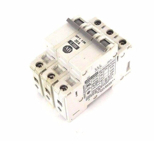 ALLEN BRADLEY 1492-CB3-G200 MINIATURE CIRCUIT BREAKER SER B, 20 AMP, 1492CB3G200