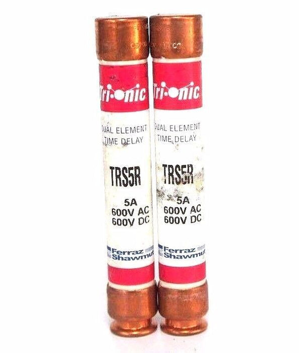 LOT OF 2 NEW FERRAZ SHAWMUT TRS5R 5A 600V FUSE DUAL ELEMENT TIME DELAY CLASS RK5