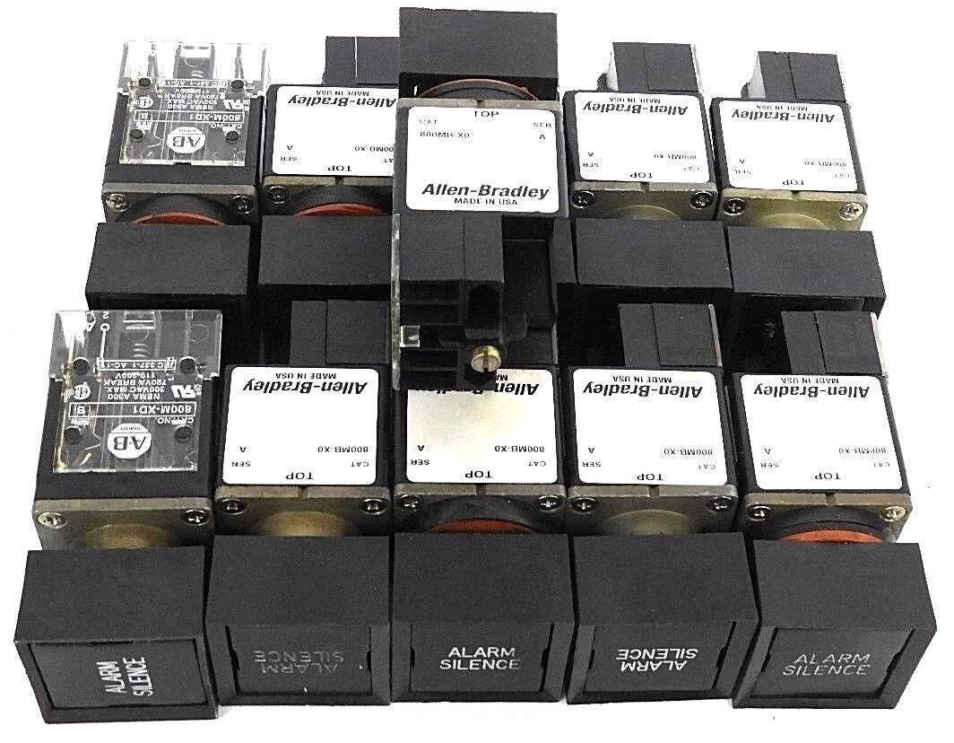 LOT OF 11 ALLEN BRADLEY 800MB-X0 PUSHBUTTON SWITCHES SER. A 800MB-XO W/ 800M-XD1