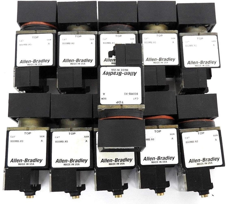 LOT OF 11 ALLEN BRADLEY 800MB-X0 PUSHBUTTON SWITCHES SER. A 800MB-XO W/ 800M-XD1