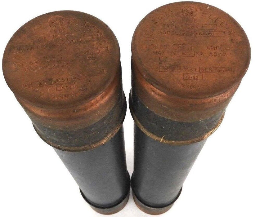 LOT OF 2 GENERAL ELECTRIC EJ 0-1D FUSES 9F60FJD080, 80E AMP, 5.5 KV, 60 HZ