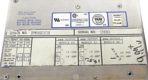 POWER ONE SPM5B2C1C1K INTERNATIONAL SERIES SWITCHING POWER SUPPLY