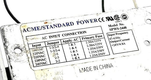 ACME ELECTRIC SPWS-2448 REGULATED LINEAR POWER SUPPLY SPWS2448