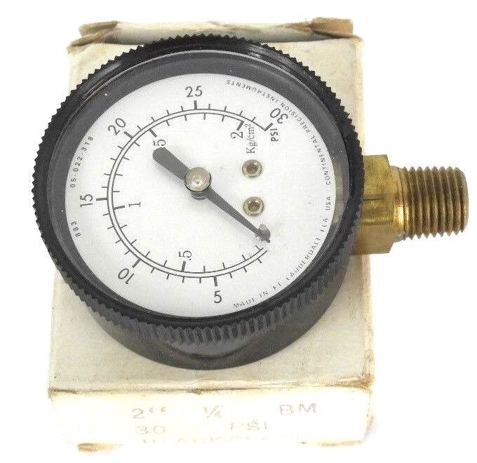 NIB CONTINENTAL PRECISION INSTRUMENTS 05-022-318 2'' 1/4 BM, 30 PSI GAUGE