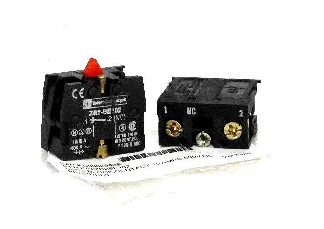 LOT OF 2 NEW TELEMECANIQUE ZB2BE102 CONTACT BLOCKS 10AMPS 600V