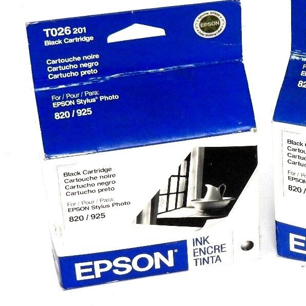 LOT OF 3 NEW EPSON T026 BLACK INK CARTRIDGES 820 / 925