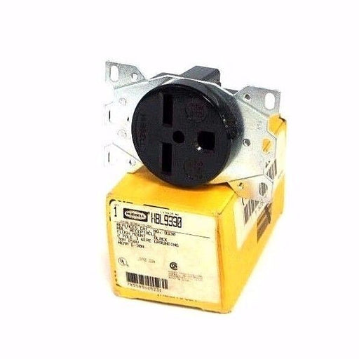 NIB HUBBELL HBL9330 RECEPTACLES FLUSH MOUNT BLACK 30A, 250VAC, 2-POLE