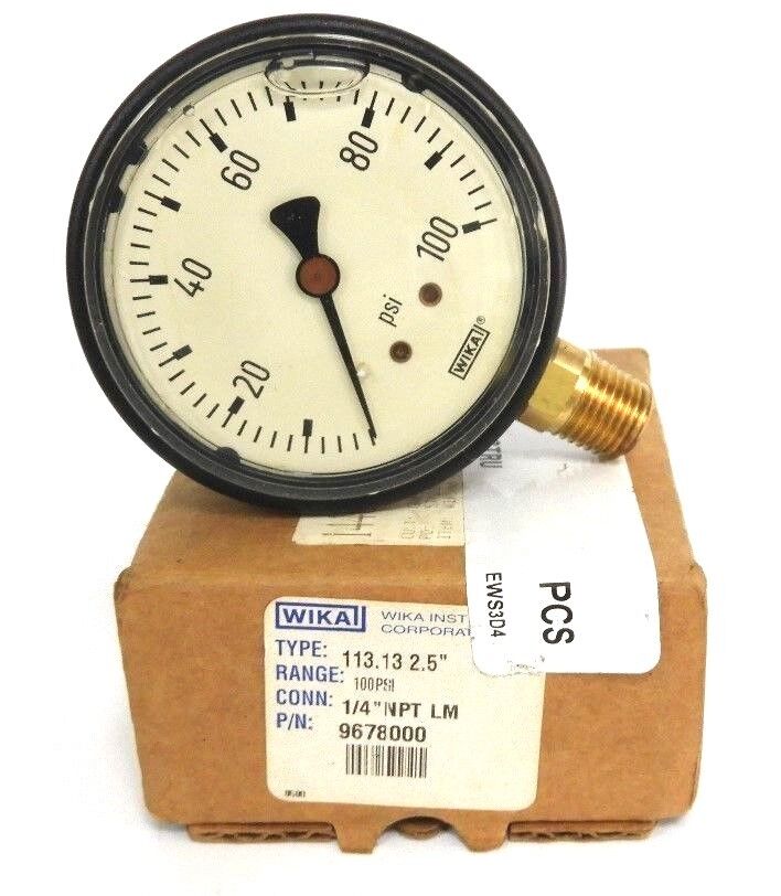 NIB WIKAI 113.13 2.5'' GAUGE P/N: 9678000 RANGE: 100PSI, CONN: 1/4'' NPT LM