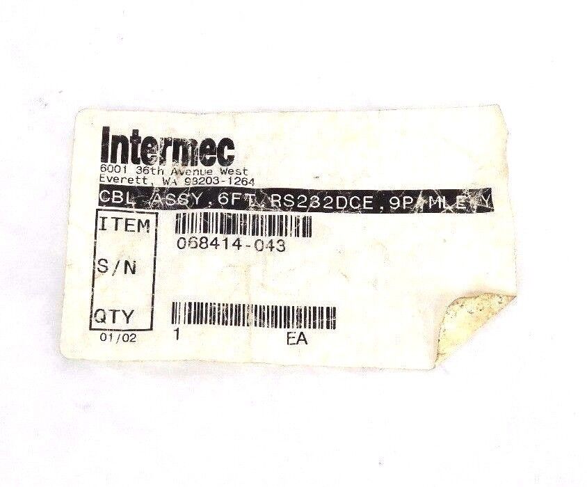 NEW INTERMEC 068414-043 CABLE ASSY 6FT, 9P, MALE, D-SUB, RS-232, DCE2, Y-CABLE