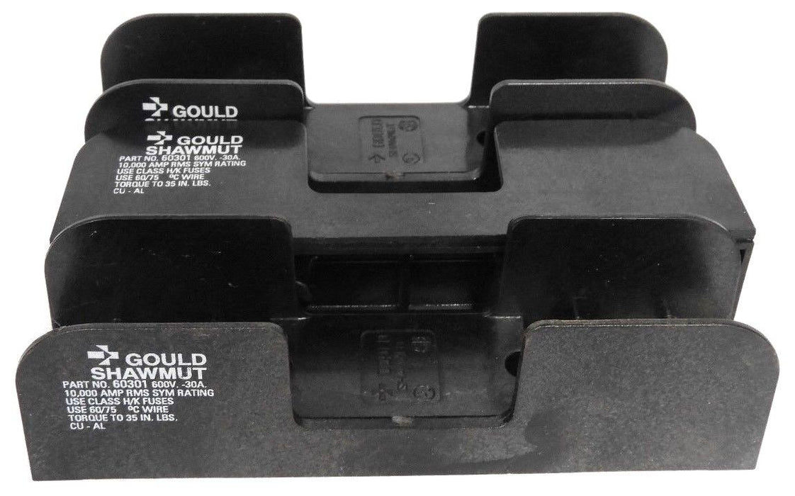 LOT OF 3 GOULD SHAWMUT 60301 FUSE HOLDERS 600V 30A H/K FUSES