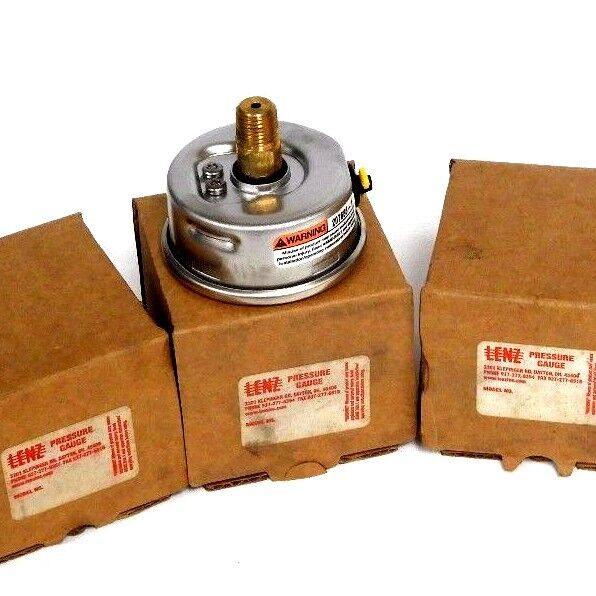 LOT OF 3 NIB LENZ 1 1/4" PRESSURE GAUGES 0-100 PSI