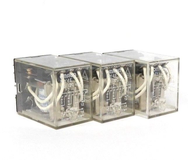 LOT OF 3 OMRON MY4E-AC110/120 RELAYS 3A, 150VAC
