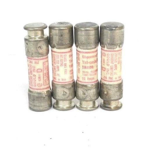 LOT OF 4 NEW FERRAZ SHAWMUT TR10R TRI-ONIC DUEL-ELEMENT FUSES 250V AC, 10A