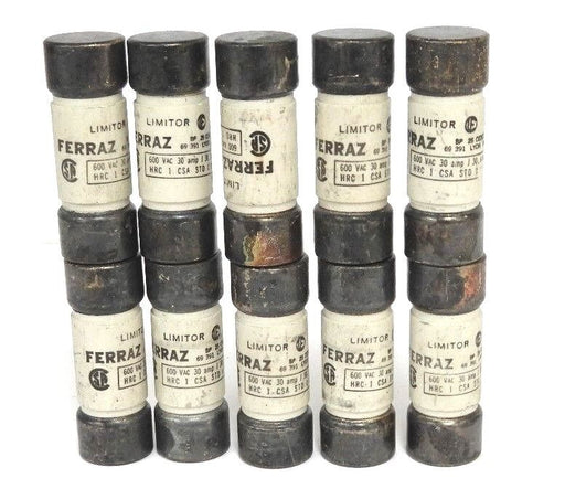 LOT OF 10 FERRAZ HRC 1 LIMITOR FUSES 600VAC 30AMP