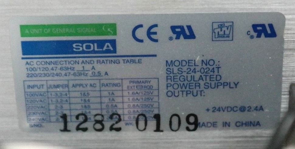 SOLA SLS-24-024T REGULATED POWER SUPPLY 24V, 2.4A, SLS24024T