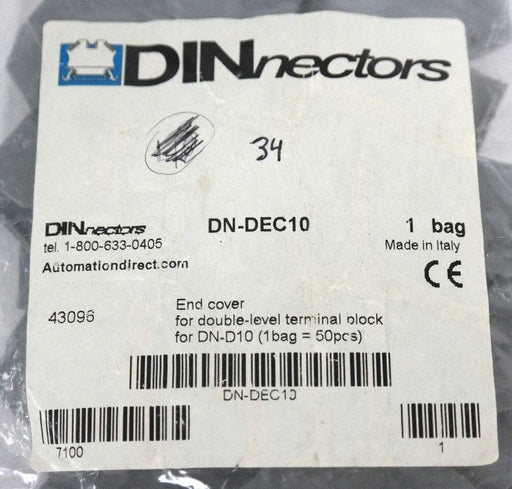 LOT OF 34 NEW DINNECTORS DN-DEC10 END COVERS 43096