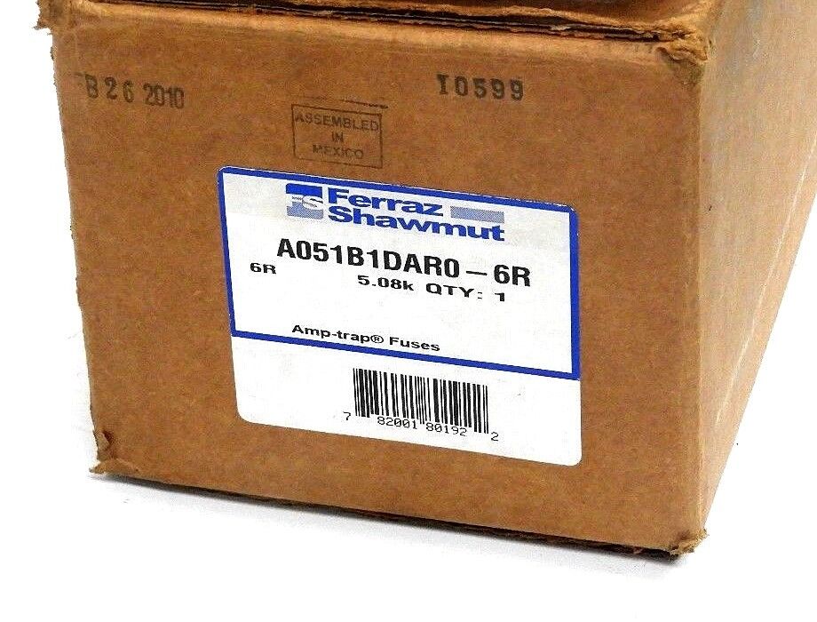 NEW FERRAZ SHAWMUT A051B1DAR0-6R AMP-TRAP FUSE 5.08K, 80192, A051B1DAR06R