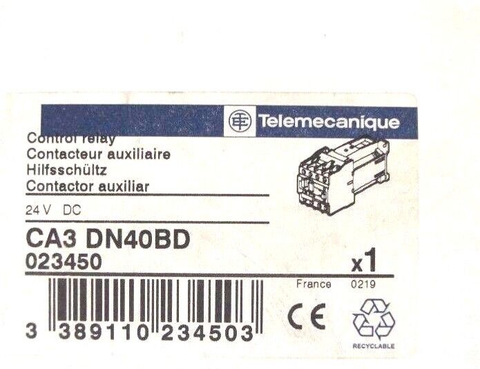 NIB TELEMECANIQUE CA3DN40BD CONTROL RELAY 24V DC, CA3-DN40