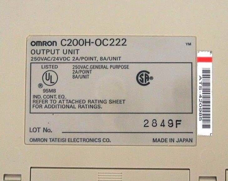 REPAIRED OMRON C200H-OC222 OUTPUT MODULE UNIT 250VAC/24VDC, 2A/POINT, 8A/UNIT