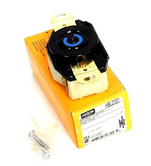 NIB HUBBELL HBL2320 TWIST LOCK RECEPTACLE 20A, 250VAC/DC, 2POLE, 3WIRE