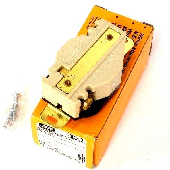 NIB HUBBELL HBL2320 TWIST LOCK RECEPTACLE 20A, 250VAC/DC, 2POLE, 3WIRE