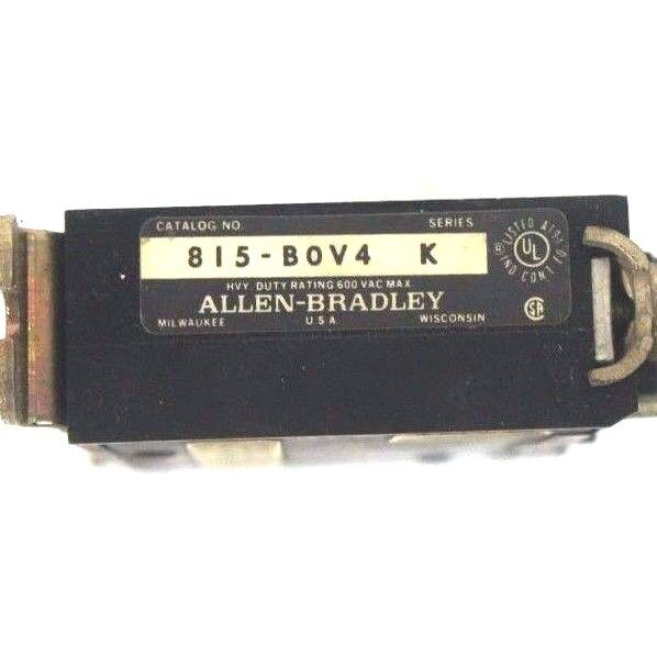 ALLEN BRADLEY 815-BOV4 MANUAL RESET OVERLOAD RELAY SER. K, 815BOV4