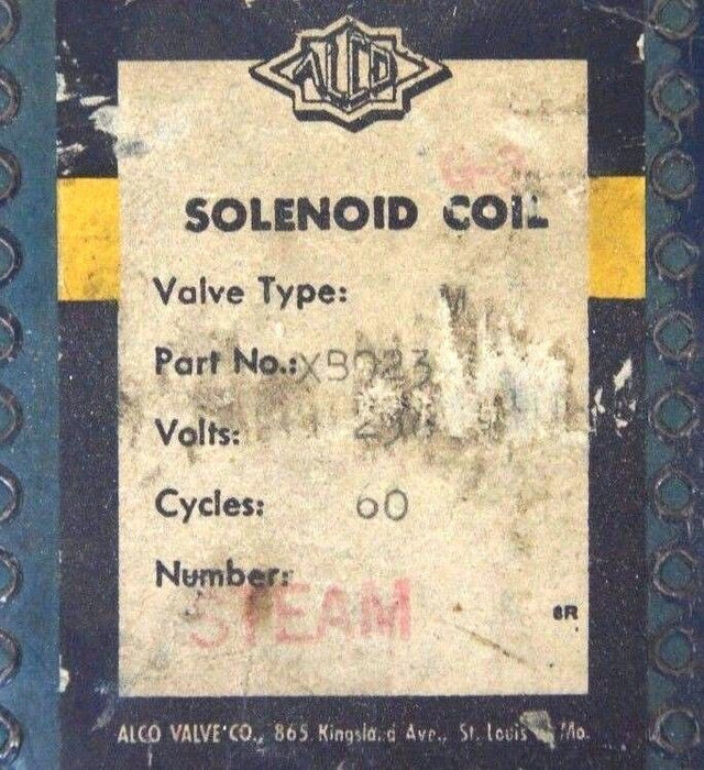 NEW ALCO XB923 SOLENOID COIL 220-240V, 50-60HZ