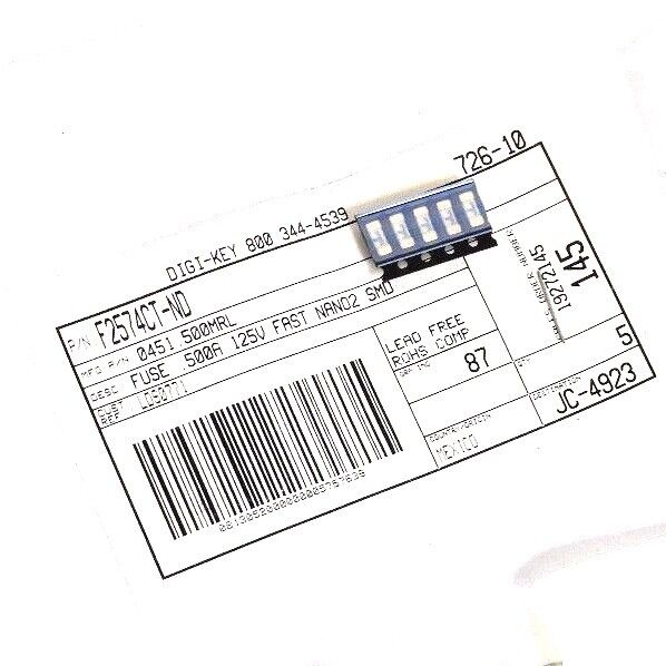 LOT OF 35 NEW DIGI KEY F2577CT-ND SUFACE MOUNT FUSES 1AMP 125VDC, F2577CTND