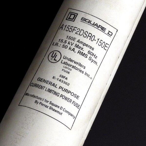 NEW SQUARE D A155F2DSR0-150E CURRENT LIMITING POWER FUSE 150E AMPS, 15.5KV