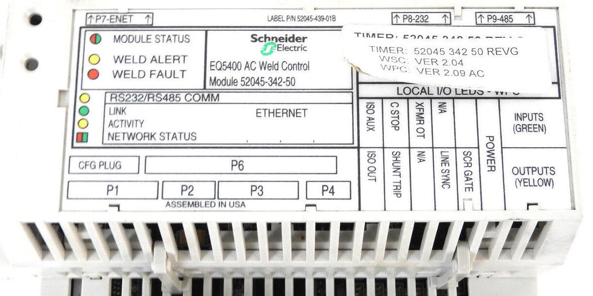 SCHNEIDER EQ5400 AC WELD CONTROL MOUDULE 52045-342-50