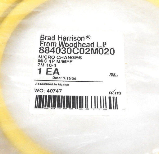 NEW BRAD HARRISON 884030C02M020 MICRO CHANGE CORDSET 2M, 4P