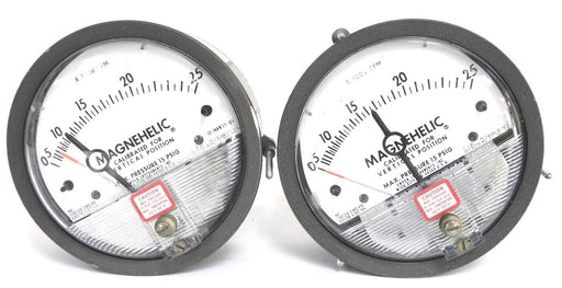 LOT OF 2 DWYER 12-166982-00 PRESSURE GAUGES X 1000 CFM, 1216698200