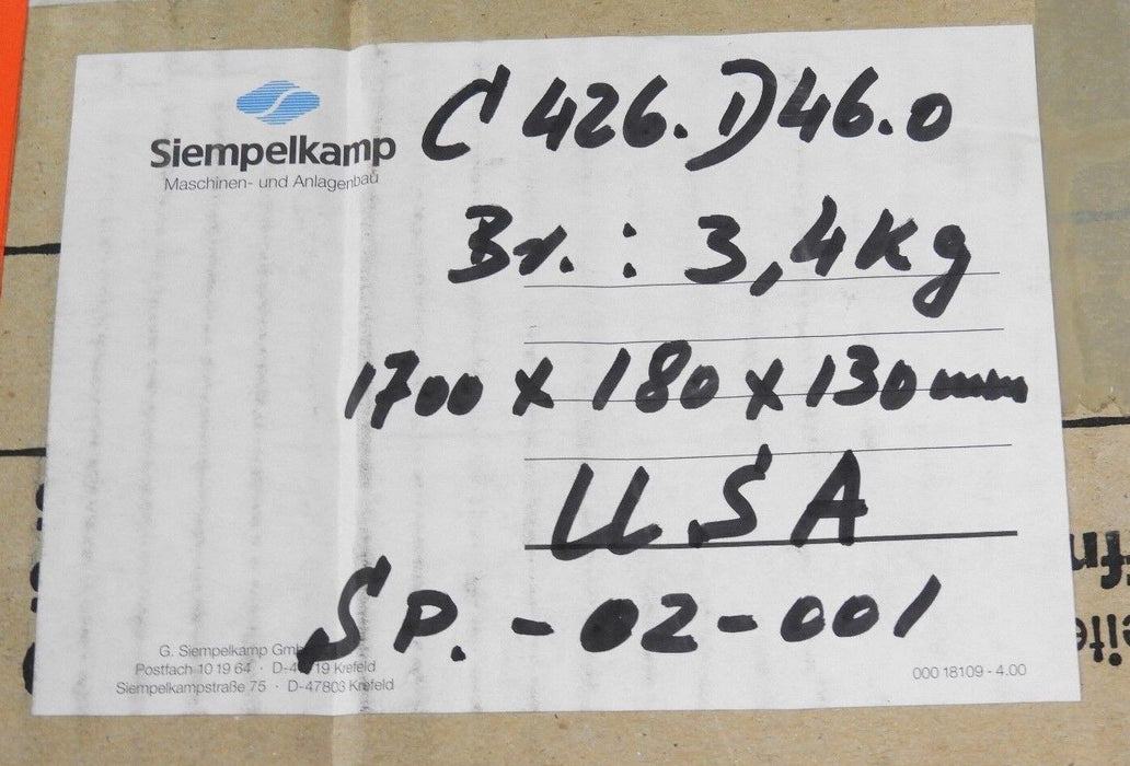 NEW SIEMPELKAMP C426.D46.0 CHARGING ELECTRODE BAR, SP-02-001, 01630669, C426D460