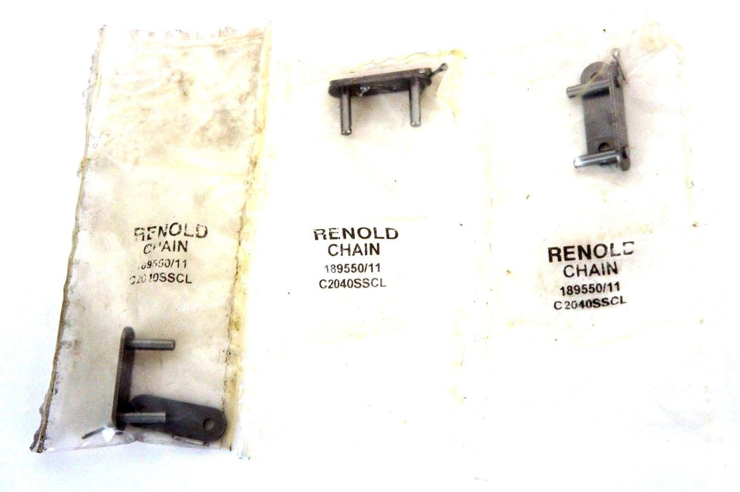 LOT OF 3 NEW RENOLD CHAIN 189550/11 LINKS C2040SSCL