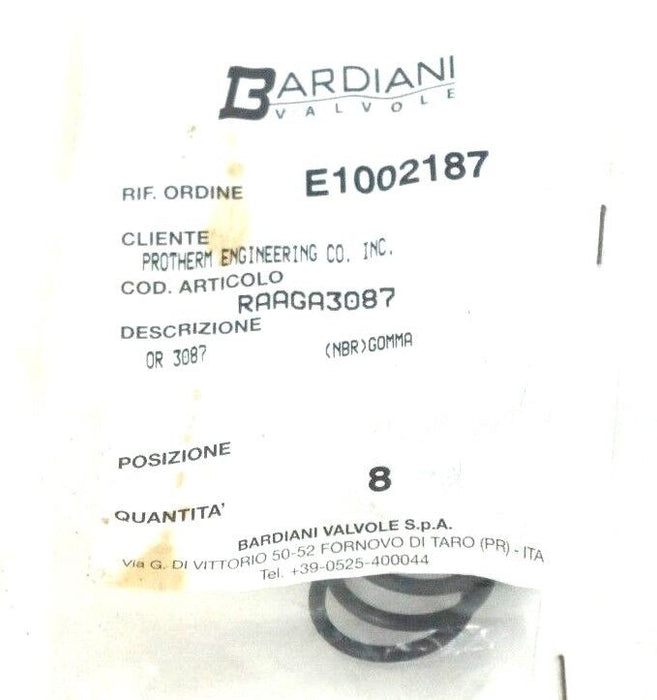 LOT OF 8 NEW BARDIANI VALVOLE E1002187 O-RINGS RAAGA3087