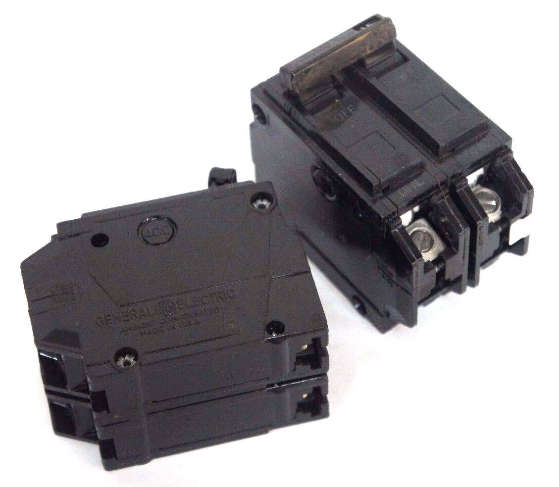 LOT OF 2 GENERAL ELECTRIC THQL2115 CIRCUIT BREAKERS 15 AMP 120/240V 2POLE PLUG O
