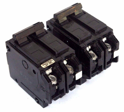 LOT OF 2 GENERAL ELECTRIC THQL2115 CIRCUIT BREAKERS 15 AMP 120/240V 2POLE PLUG O